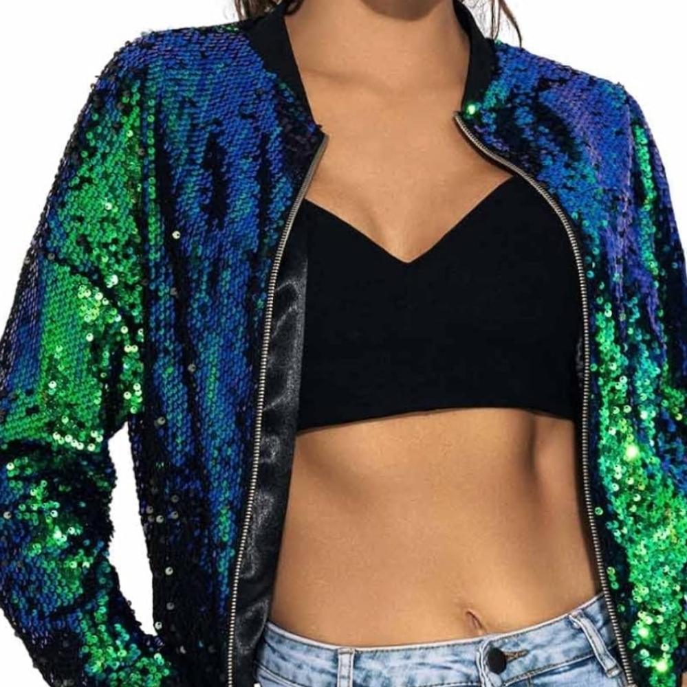 Sequin Bomber Jacket - image 5